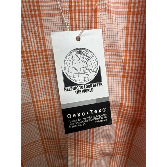 Tommy Hilfiger Shirt Men 19 34-35 Orange Plaid Button Up Long Sleeve Cotton New - Picture 10 of 15